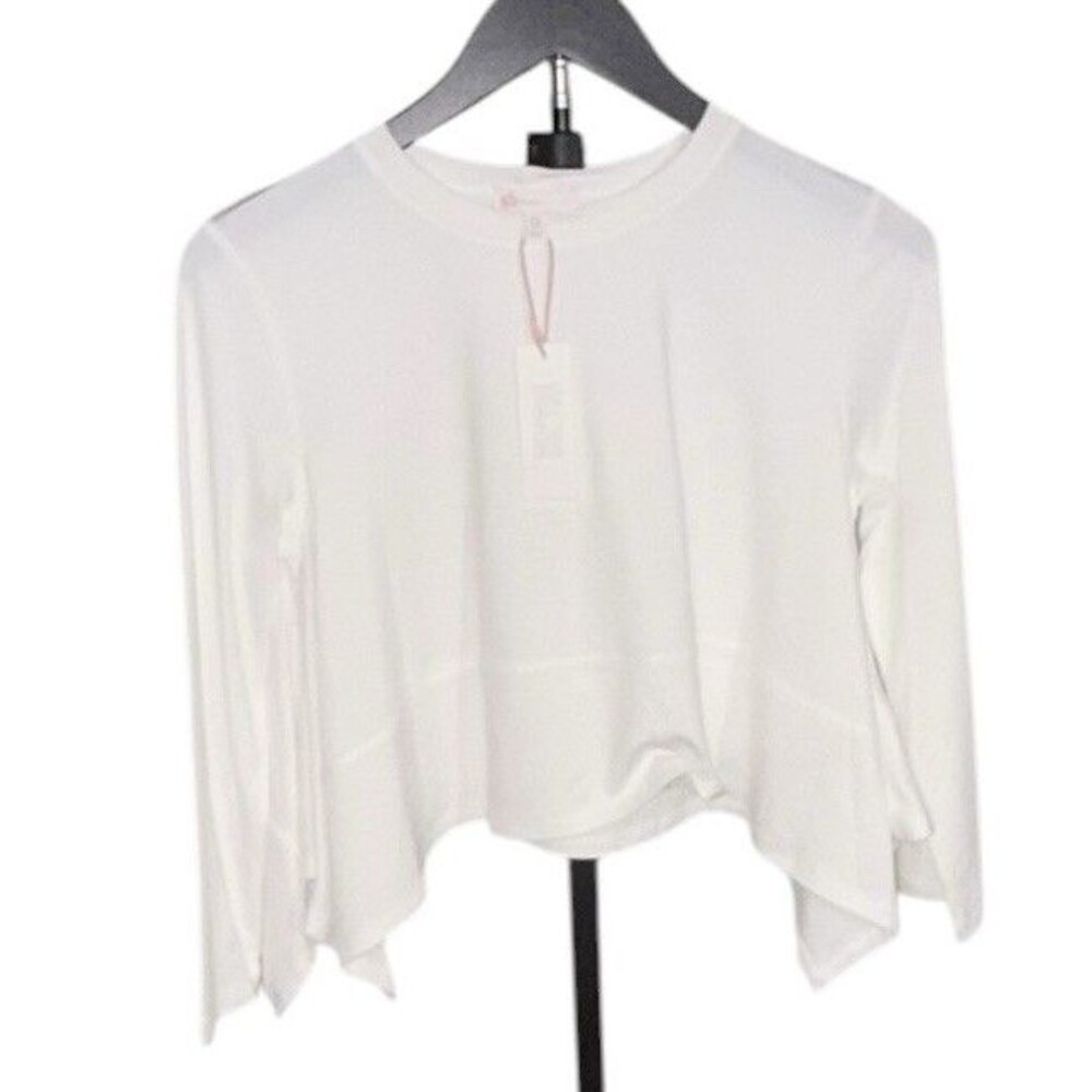 GB Girls XL (16) White Long Sleeve Asymmetrical Handkerchief Hem Top NWT